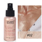 Blushimmer liquid bronzer highlighter and setting spray with illuminating shimmer for glowing, contoured, and brightened face makeup.