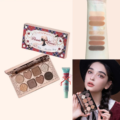 Blushimmer Flower Knows Chocolate Wonder-Shop 8-color eyeshadow palette with warm, earthy shades and floral-inspired packaging.