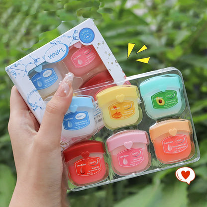 Set of 4, 6, or 8 Blushimmer moisturizing lip balm sticks with natural plant-based formulas for soft, anti-cracking lips.