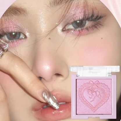 Blushimmer Love Angel high gloss powder highlighter palette with peach and glitter tones for face and body contouring and illuminating