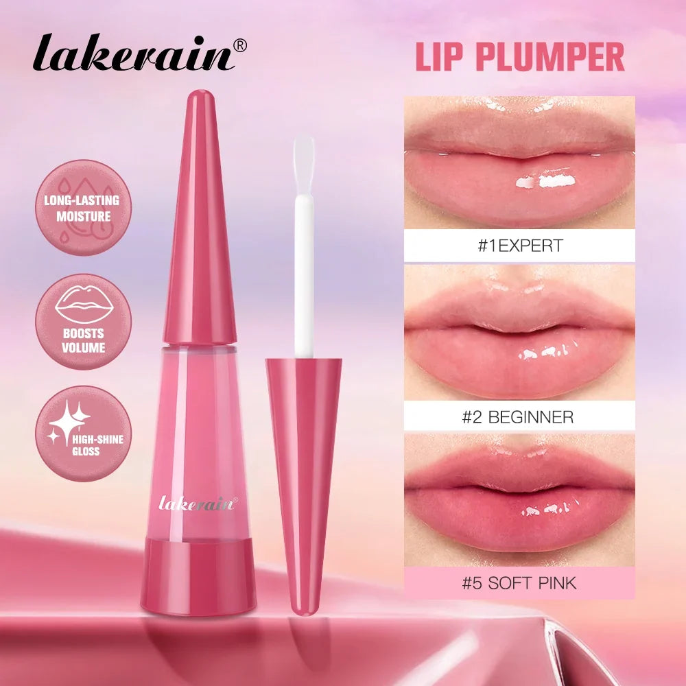 Blushimmer Lip Plumper Reedle Shot serum in transparent gloss tube for moisturizing, anti-wrinkle, and sexy lips care.