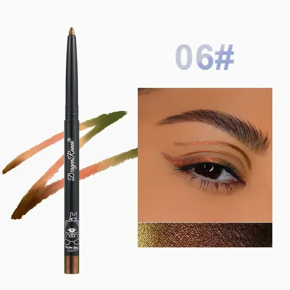 Blushimmer Glitter Aurora Eyeliner Pen with multi-chrome, metallic green and purple shades, vibrant shiny eyeshadow and eyeliner.