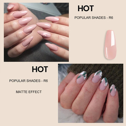 Blushimmer Milky White Rubber Base Gel Polish in Nude Pink for gel nails, UV/LED semi-permanent enamel, natural nail art.