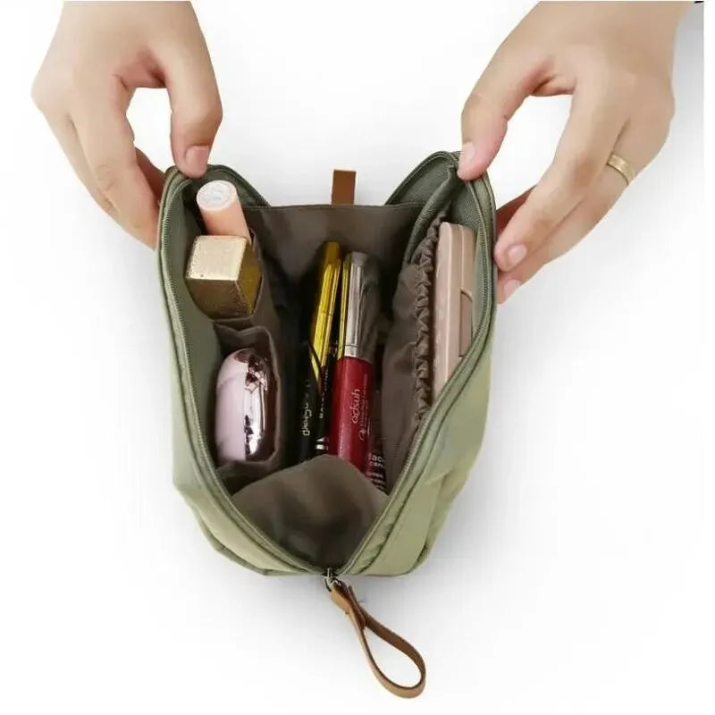 Blushimmer 2024 women’s solid color Korean style makeup bag with waterproof fabric, compact toiletry and cosmetic organizer case