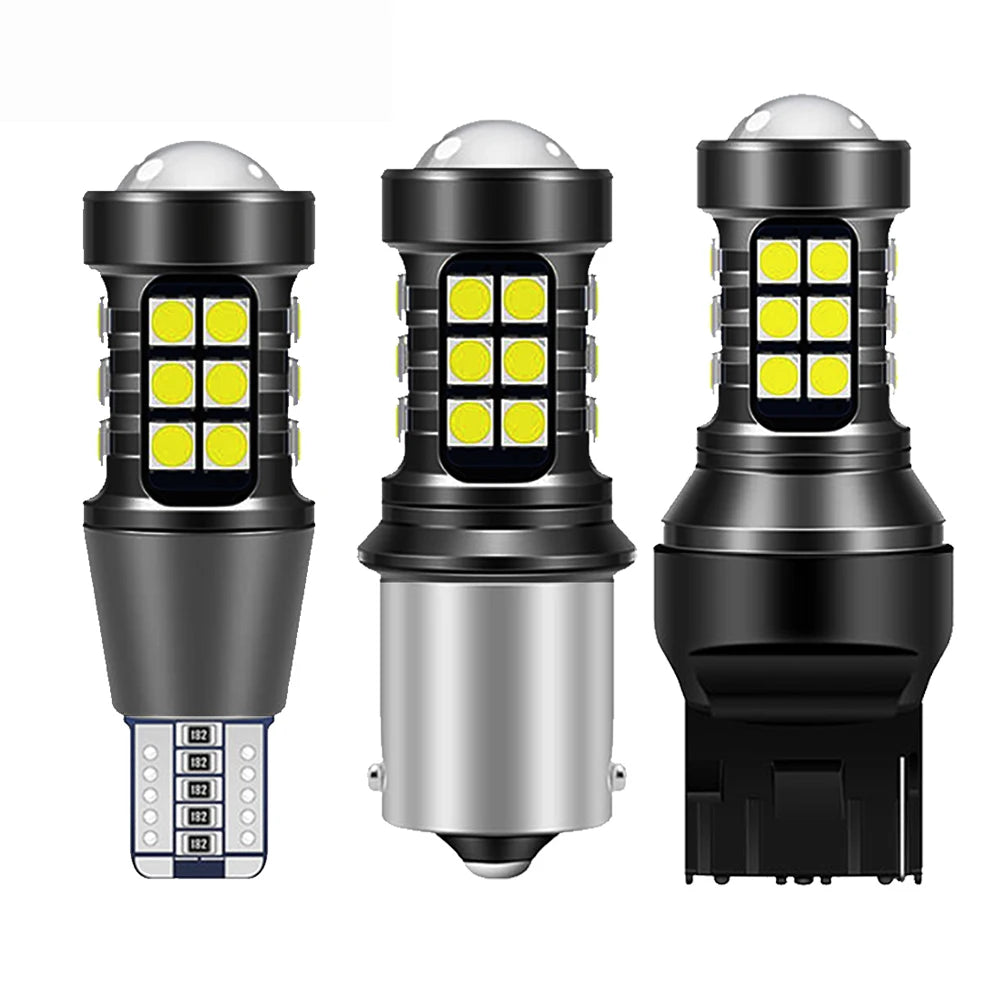 2Pcs 1156 BA15S P21W LED T15 W16W 7440 W21W T20 3030 LED Bulb Auto Signal Lamp Brake Reverse Car Light White Car Accessories T10