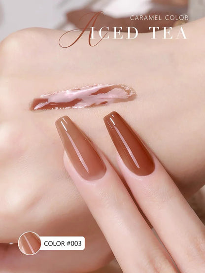 Blushimmer Mianel Japanese-style fairy gel nail polish in white pink nude, ice clear finish, summer nail look, 12ml bottle
