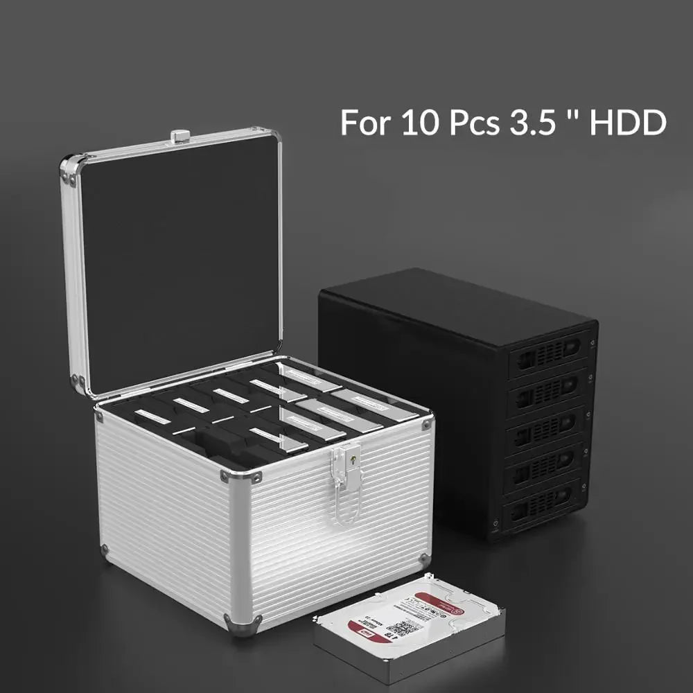ORICO 5/10/15/20 Bay 3.5'' Hard Drive Aluminum HDD Protector Box with Locking Protection for 2.5 3.5 M.2 Hard Drive Storage Box