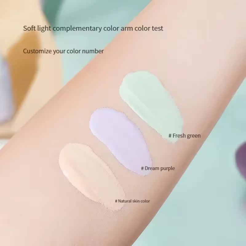 Blushimmer three-color facial primer with moisturizing, brightening, and skin tone correction for a smooth, even complexion.