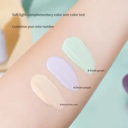 Blushimmer three-color facial primer with moisturizing, brightening, and skin tone correction for a smooth, even complexion.