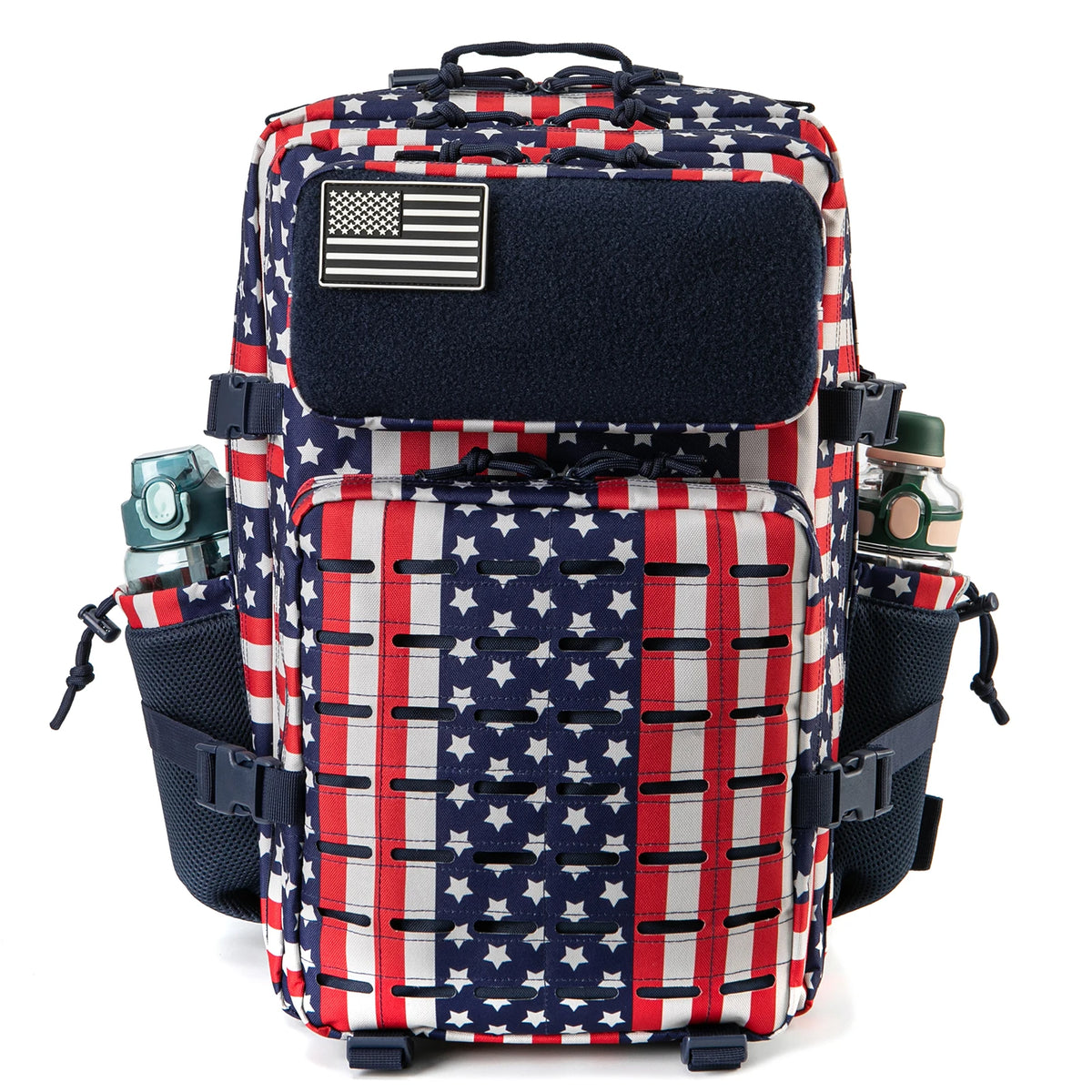 Men's 45L tactical backpack by Adventure Club Store with double cup holders, ideal for hunting, camping, hiking, and outdoor survival.