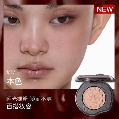 Blushimmer Girlcult Emotional Powder Blush and Black Fuwa Cream Blusher in white nude, matte, natural finish, with highlight expansion.