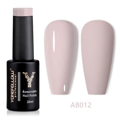 YOKEFELLOW 10ml translucent pink gel nail polish by Blushimmer, high-quality soak-off UV gel, long-lasting nude gel varnish.