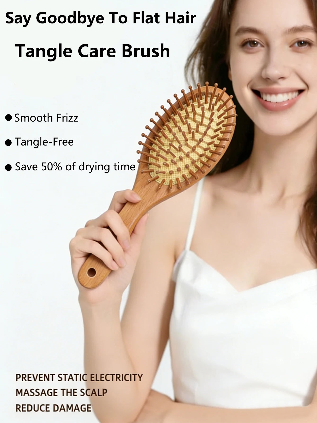 Bamboo Hair Brush Women Styling Hair Comb Hairbrush Wide Teeth Bamboo Combs for Hair Smooth Massage Scalp Brush Barber Comb