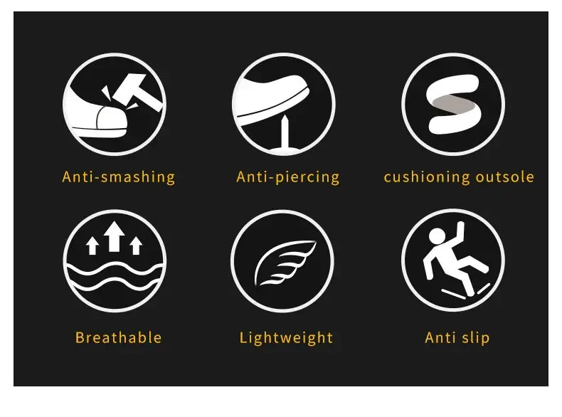 Steel Toe Anti-Puncture Men's Safety Shoes Reinforced Sole Slip Resistant Shoes Man Lightweight Breathable Men's Work Shoes