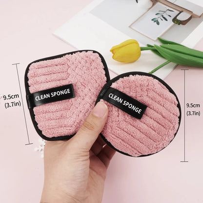 Set of 10 washable microfiber cotton makeup remover pads by Blushimmer, soft, reusable cosmetic cleansing towels for skincare.
