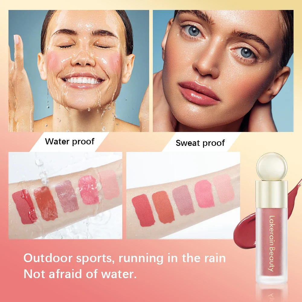 Blushimmer 7.5ml matte liquid blush in orange peach, creamy waterproof face pigment for natural, lasting cheek color.