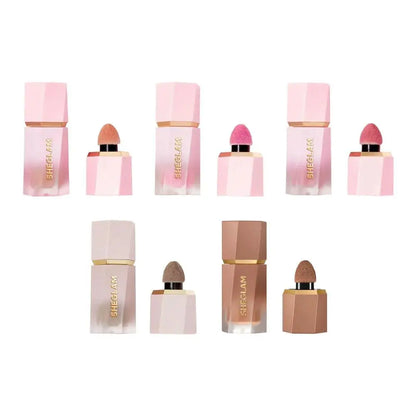 Blushimmer SHEGLAM liquid blush and facial nourishing blusher gel with multi-purpose lip gloss and highlighter in sleek packaging.