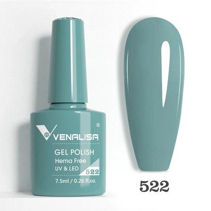 Blushimmer Venalisa HEMA TPO free nail gel polish with glitter, full coverage in pink nude for UV and LED French nails.