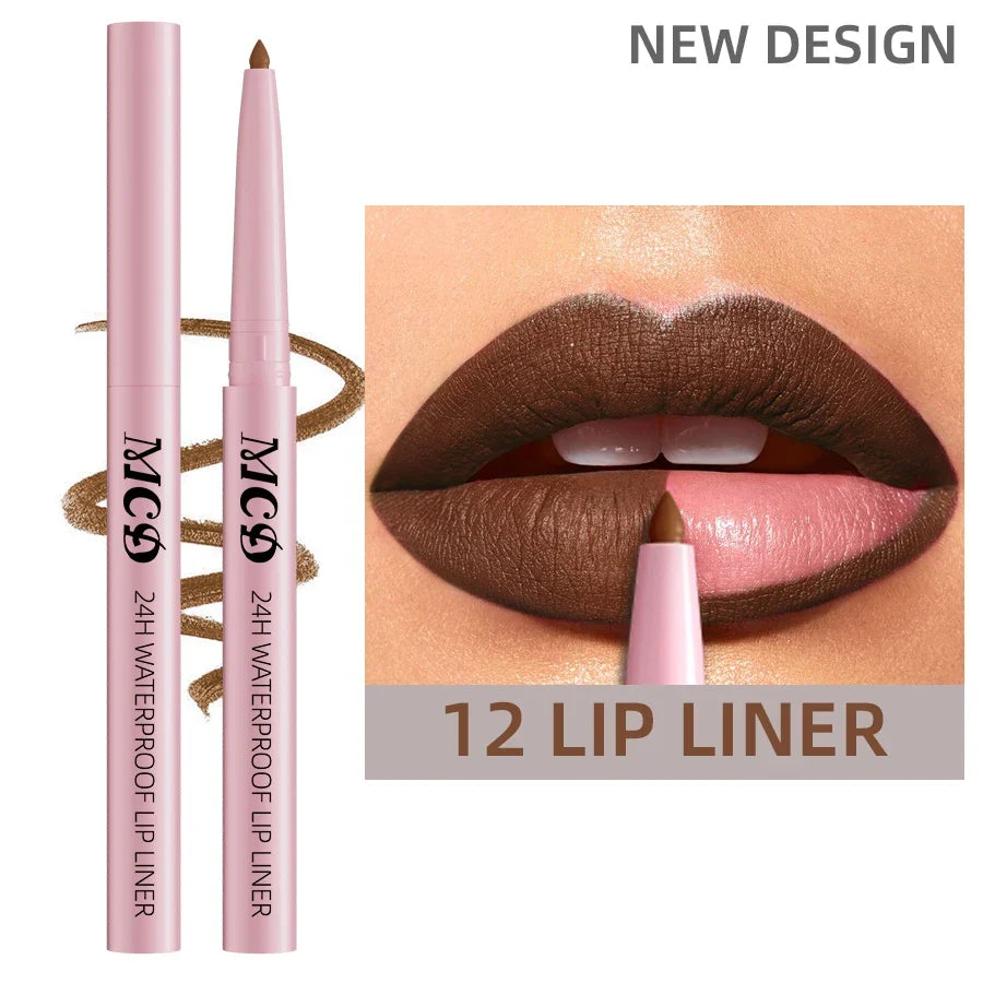 Blushimmer waterproof matte lip liner in sexy red shade, contouring lips with natural color and hydrating lip makeup.