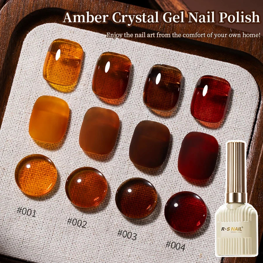 Blushimmer RSNAIL 10g amber gel nail polish in translucent crystal brown, perfect for DIY nail art and UV gel manicures.