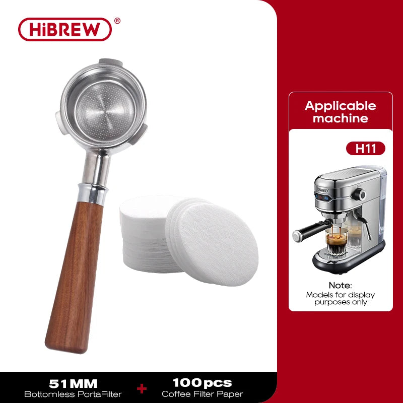 HiBREW Coffee Bottomless Portafilter 51MM 58MM Filter Basket Espresso Machine Barista Tool H10A H10B H7A H10 Plus