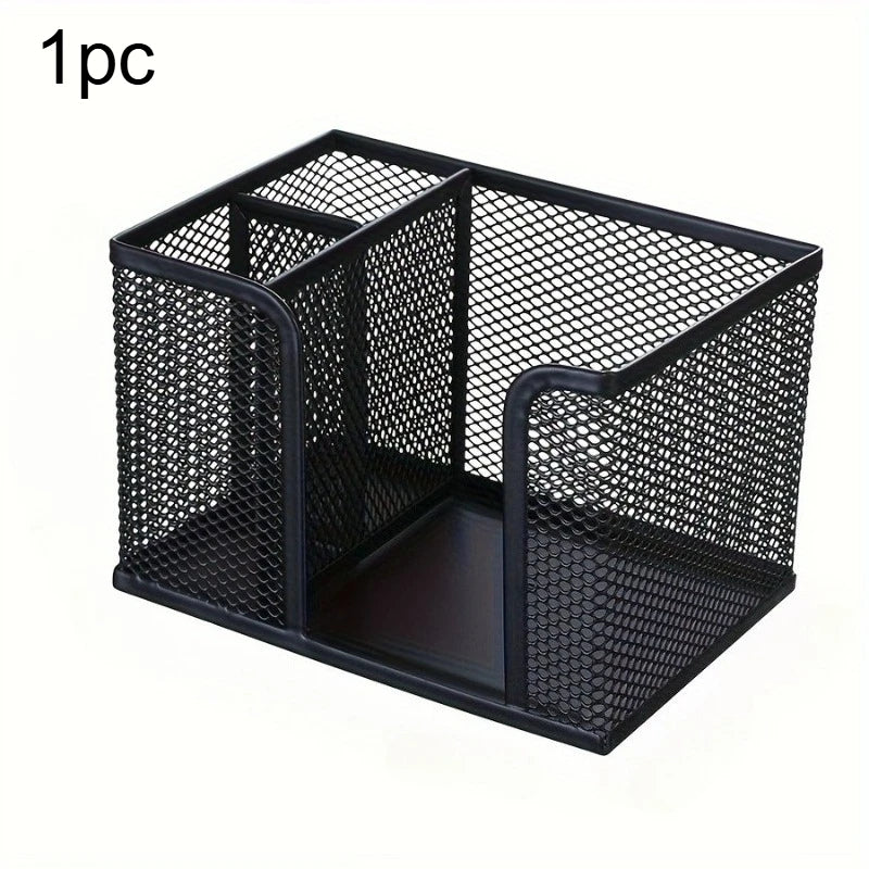 1pc Black Pen Holder Mesh Office Supplies Accessories Desk Organizer Home Office and School Pencil Organizer Makeup Storage Box