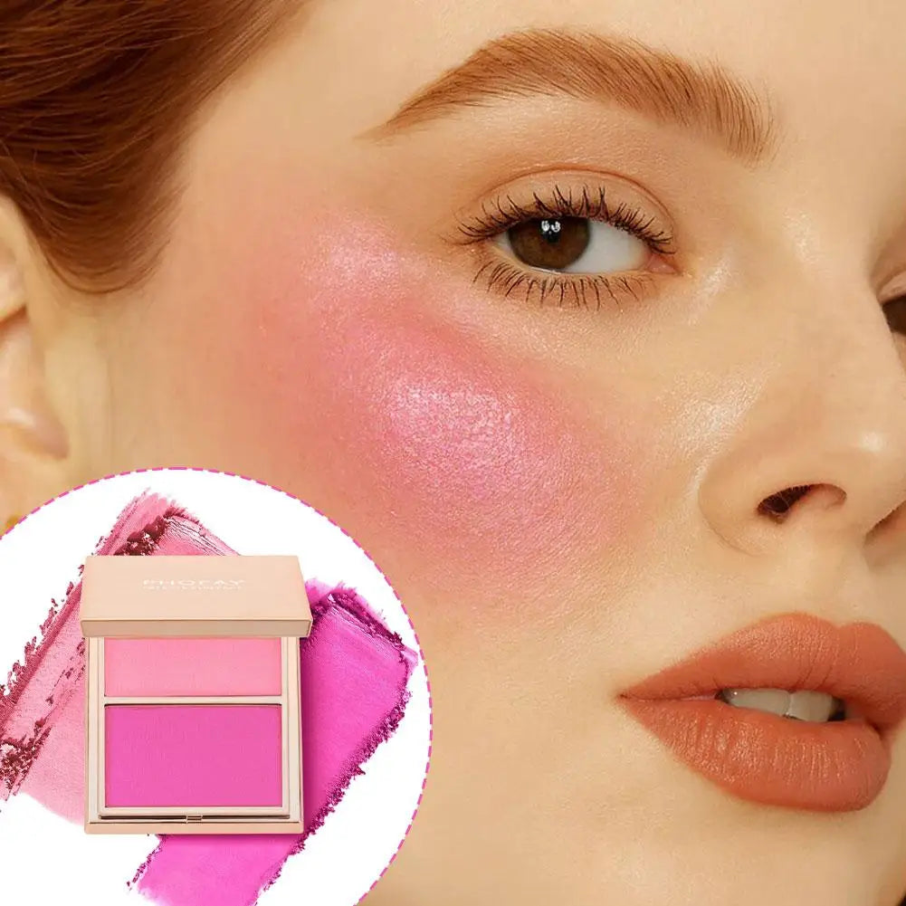 Blushimmer contour blush palette with natural matte dual-color cream powder for long-lasting face sculpting and natural makeup.