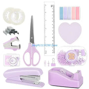G88D Office Supplies Set Include Sticky Note Stapler Staple Scissors Clear Tape Ruler