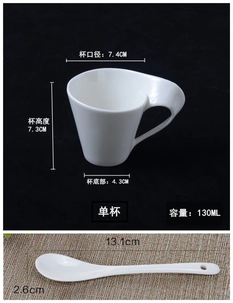Creative Wavy Ceramic Espresso Cup Home Breakfast Dessert Milk Mug White Porcelain Coffee Cup Couple Mug Gift Home Decor Modern