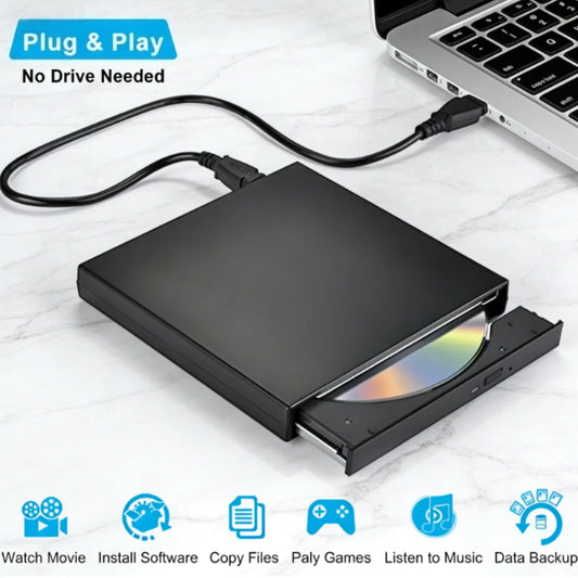 External CD/DVD Drive USB External Disk Drive CD-RW DVD-ROM Optical Player Burner Player For Desktop Laptop PC Computer
