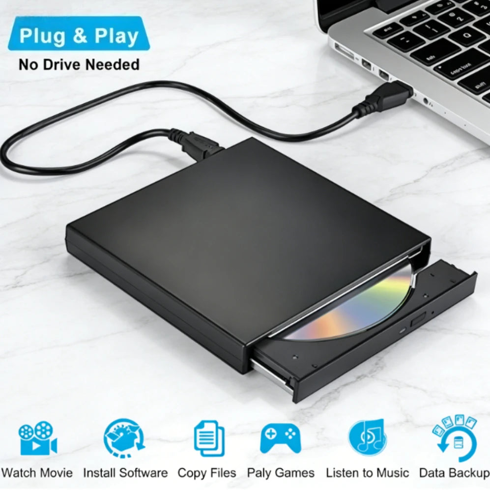 External CD/DVD Drive USB External Disk Drive CD-RW DVD-ROM Optical Player Burner Player For Desktop Laptop PC Computer