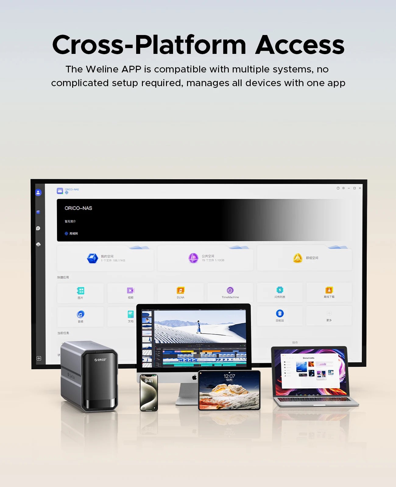 ORICO CyberData Home Storage NAS 2 bay Type-C NAS Multimedia Center Built-in WD RED HDD Hard Drive Data Encryption Remote Access
