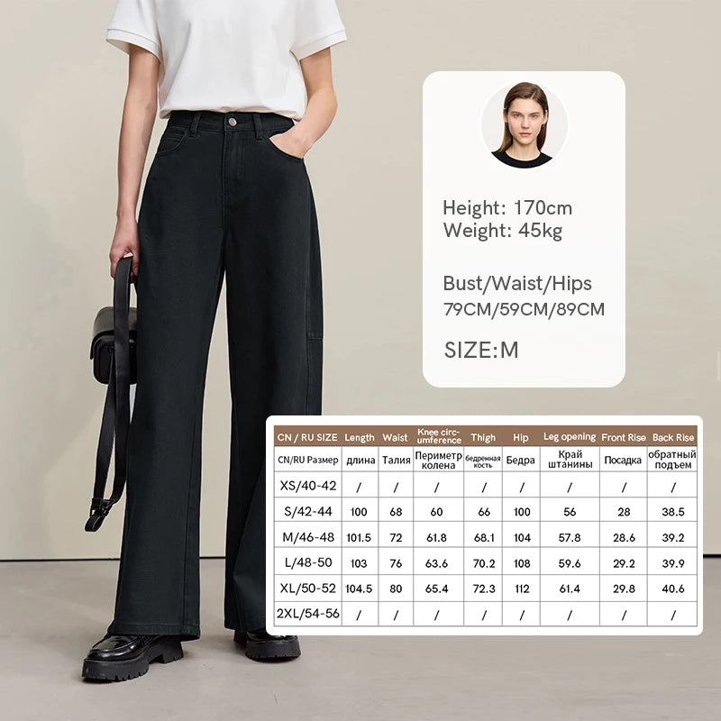 Amii Women Pants 2026 Spring New Casual Retro Denim 100% Cotton Wide-leg Trousers Loose Versatile Solid Women's Jeans 12641116