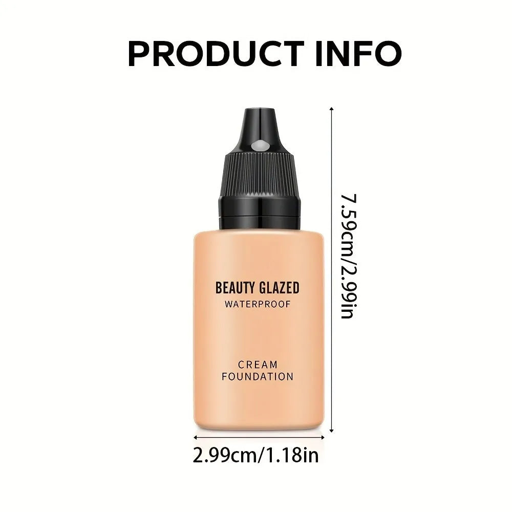 Blushimmer 2024 liquid matte foundation with blue puff, full coverage, waterproof, natural finish, and included foundation puff.