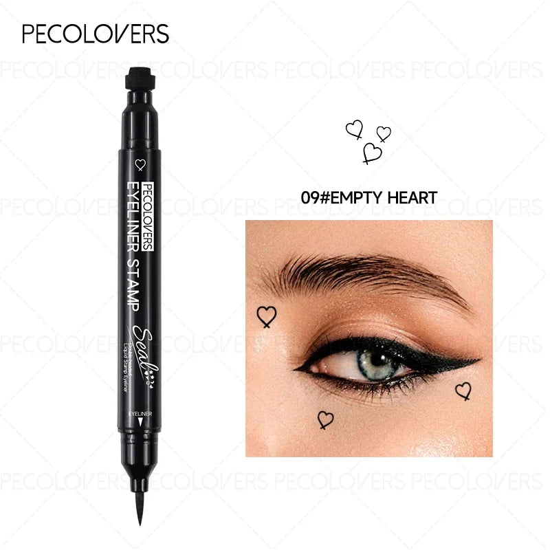 Blushimmer liquid eyeliner stamp with waterproof gel felt tip, featuring heart, star, triangle, and flower shape for creative eye makeup.