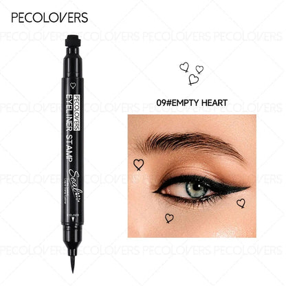 Blushimmer liquid eyeliner stamp with waterproof gel felt tip, featuring heart, star, triangle, and flower shape for creative eye makeup.