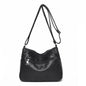 Black NNEOBA women's multi-layer leather shoulder crossbody bag with multiple compartments and stylish design.