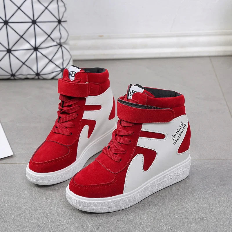 Red Sneakers Women High Top Platform Sneakers Women Casual Wedges Shoes Womens Shoes Black Platform Vulcanize Shoes Women