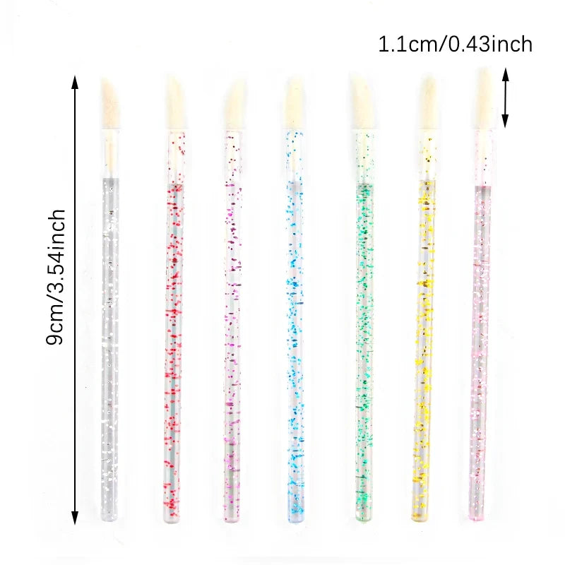 Set of 50 reusable Lanjinglin lip brushes and eyelash extension wands by Blushimmer, ideal for makeup application and beauty enhancements.