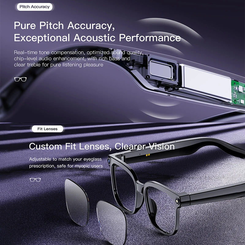 Smart AI Translation Smart Glasses Take Photos Recognizing Objects 4K Camera Bluetooth Music Call Intelligent Recording Glasses