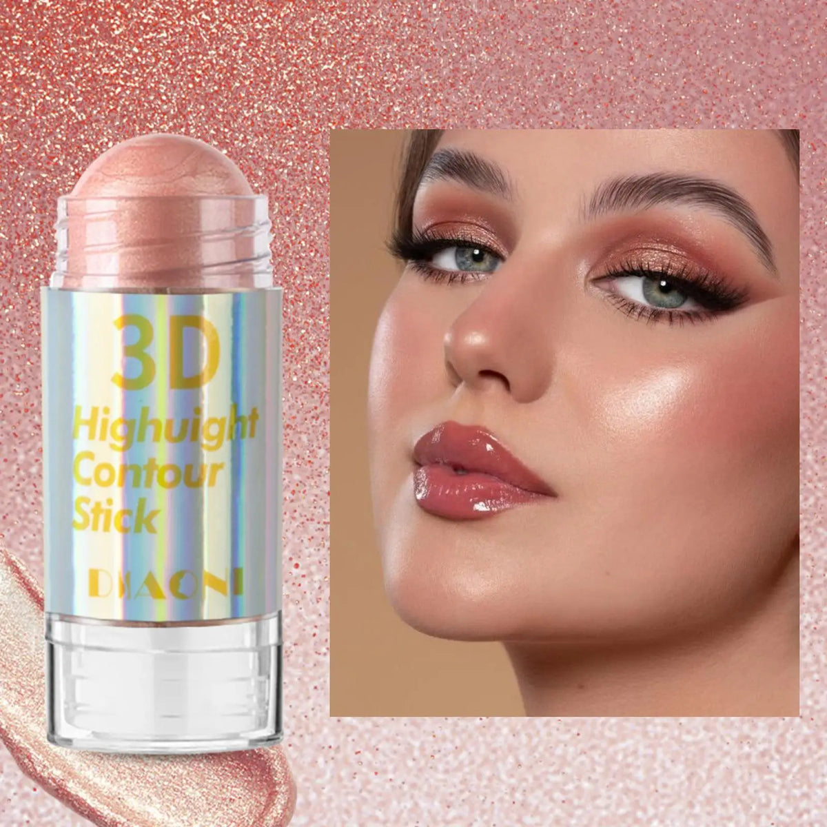Blushimmer 3D face highlighter stick in multiple shades, featuring a shimmering contour and concealer cream for luminous makeup.