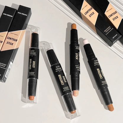 Blushimmer 2-in-1 dual-ended highlighter and concealer pen with natural three-dimensional shadow wand for face highlighting and contouring.