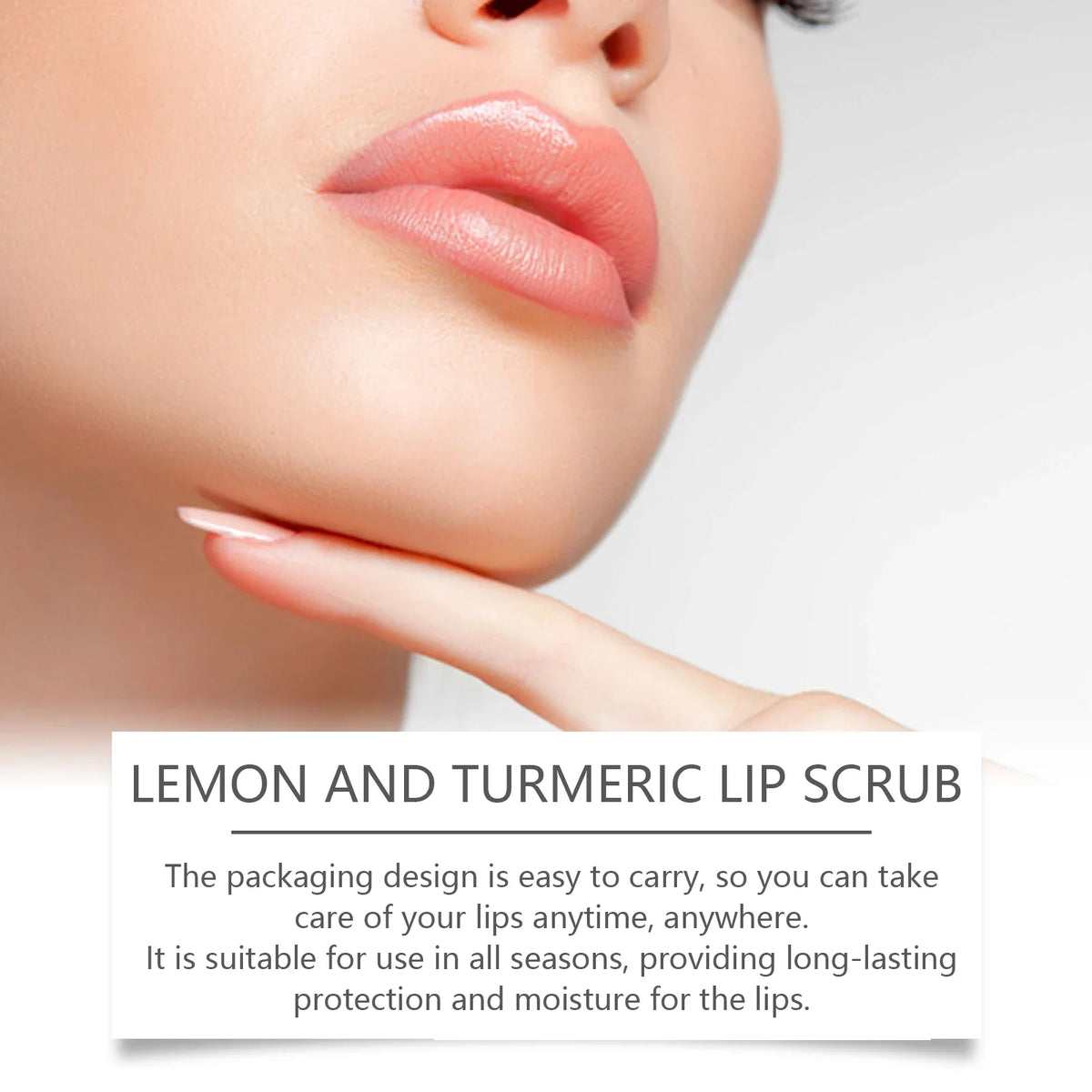 Blushimmer turmeric lip scrub with exfoliating beads, moisturizing and nourishing for smooth, chapped lips and fade lip lines.