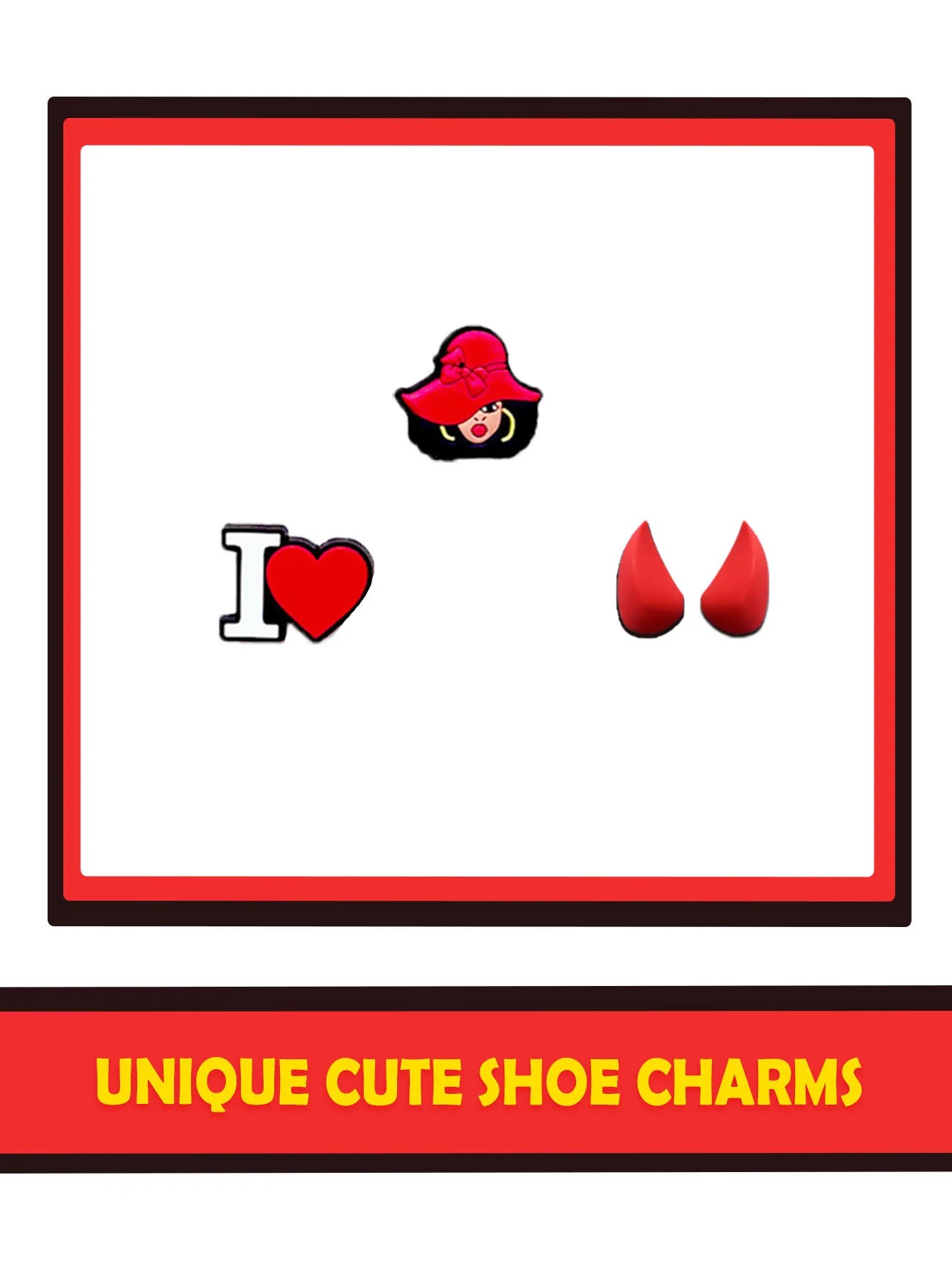Random 10-30Pcs Red Series Shoe Charms For Shoe Key Chain Sandals Beach Bags, DIY Shoe Decorations Accessories Shoes Pins