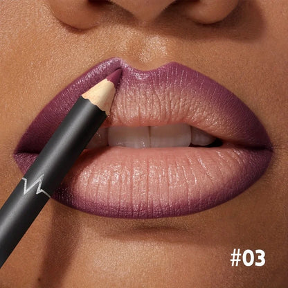 Blushimmer waterproof matte red lipliner pencil with long-lasting, moisturizing formula, shown with a sleek lipstick in a deep red shade.