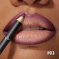 Blushimmer waterproof matte red lipliner pencil with long-lasting, moisturizing formula, shown with a sleek lipstick in a deep red shade.