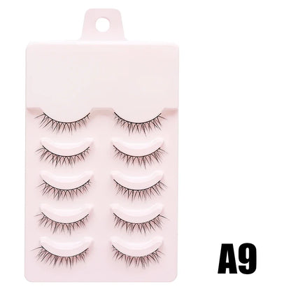 Blushimmer DINGSEN fake anime eyelashes with five pairs of natural-looking, clear band manga-style eyelashes for daily makeup.