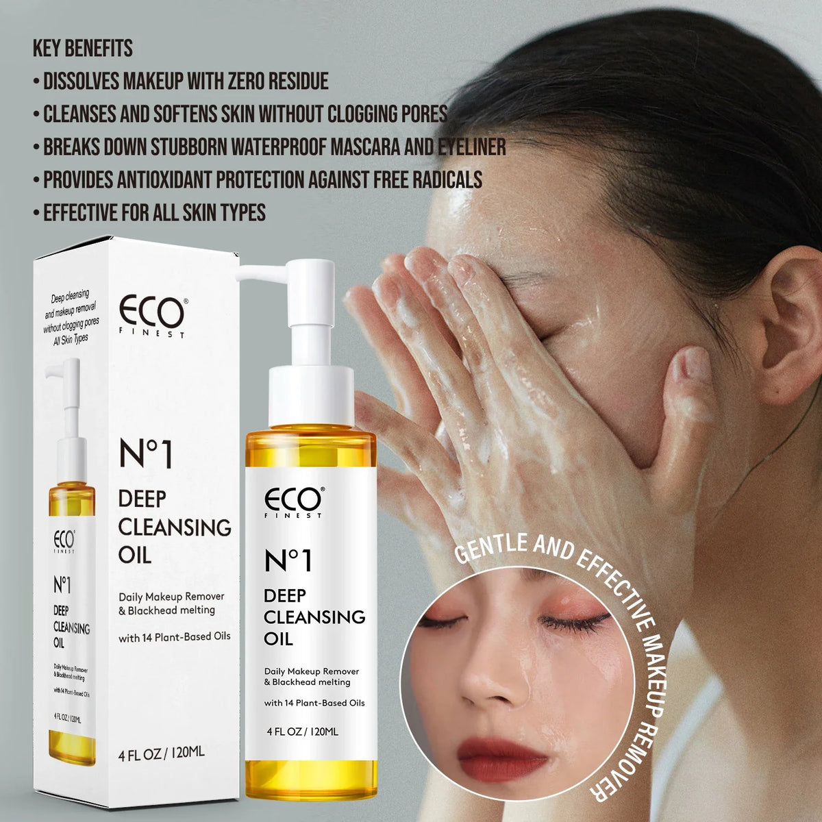Blushimmer 120ml jojoba oil makeup remover, deep cleansing for all skin types, with natural oil texture.