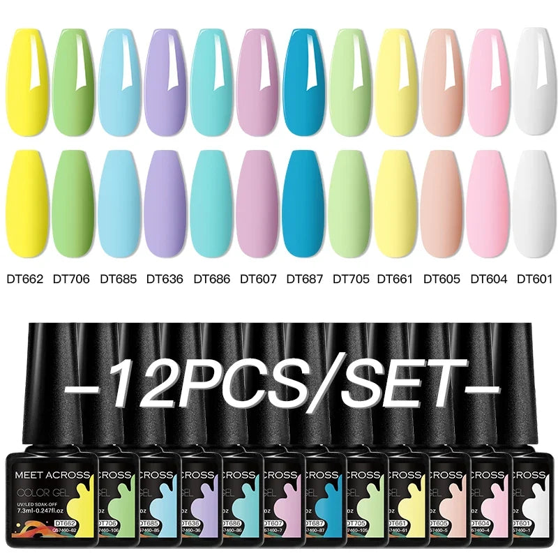 Blushimmer 12-piece all-season nail gel polish set with multicolor shades, UV and LED compatible, HEMA free, long-lasting for women