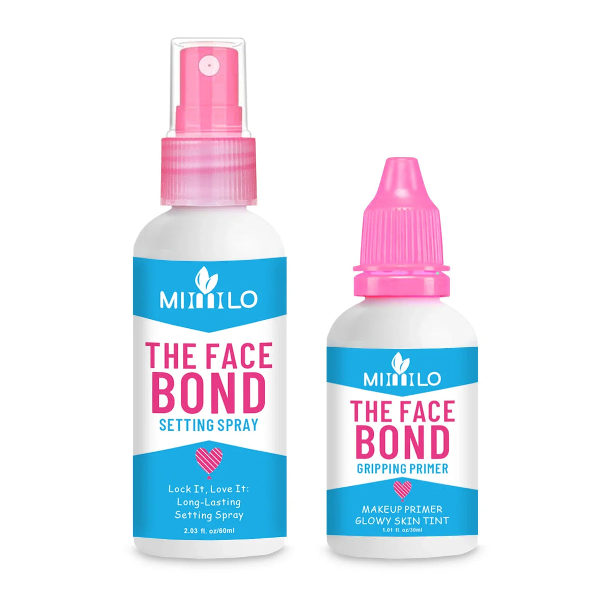 Blushimmer long-lasting primer setting spray duo with deep hydration, smudge-proof makeup base, non-greasy, holds like glue.